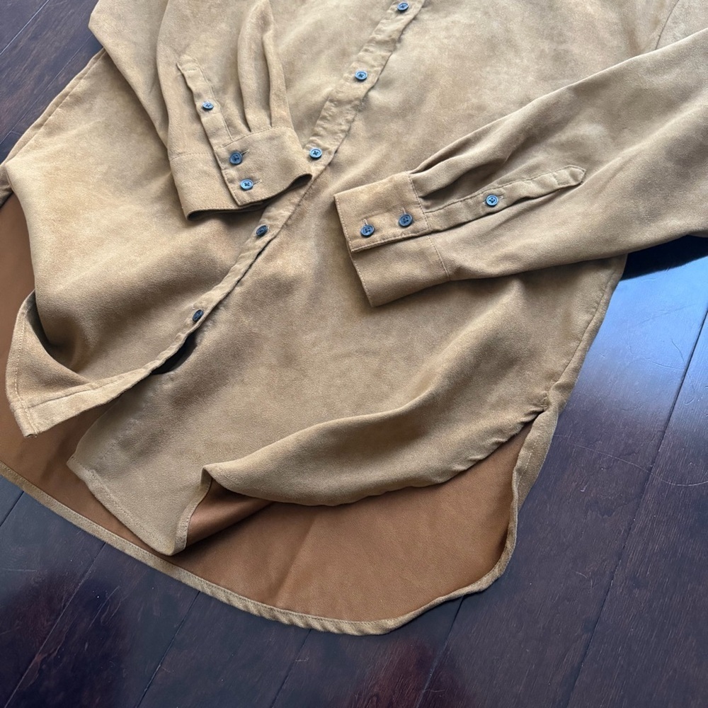 Banana Republic Factory Tan Button up Size S Long Sleeve Suede Shirt Jacket - Picture 5 of 8